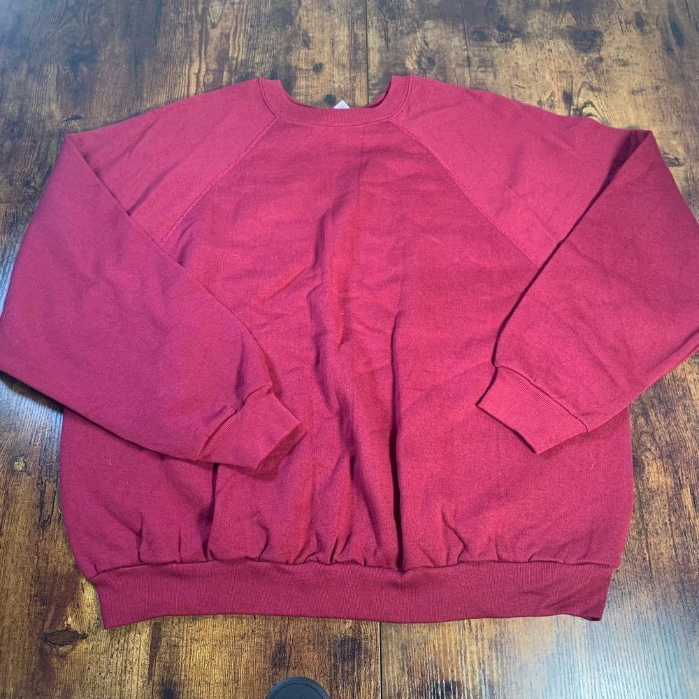 VTG 90s Tultex‎ Maximum Sweats Adult Size 2XL Pullover Raglan Sweatshirt Red